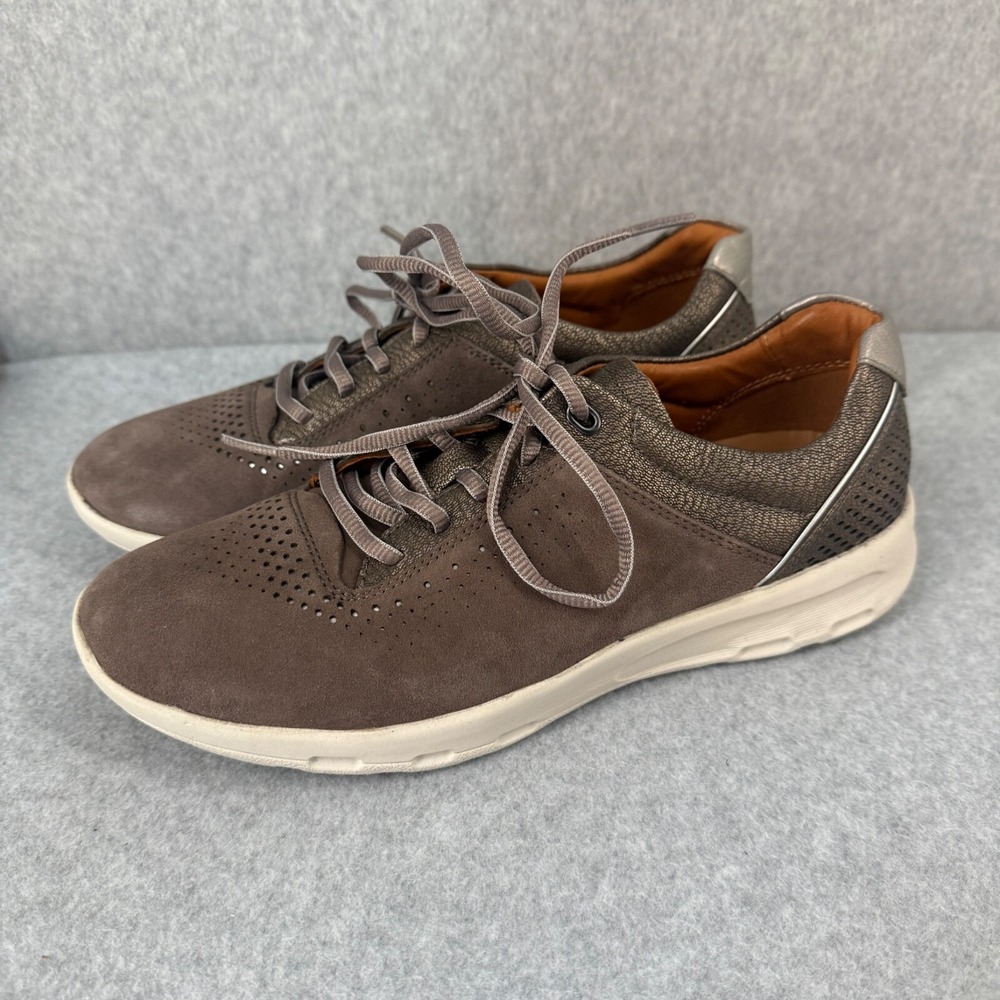 Rockport Women's Size 8 / 39 Taupe Leather Sneakers Let's Walk Ubal Comfort Shoe